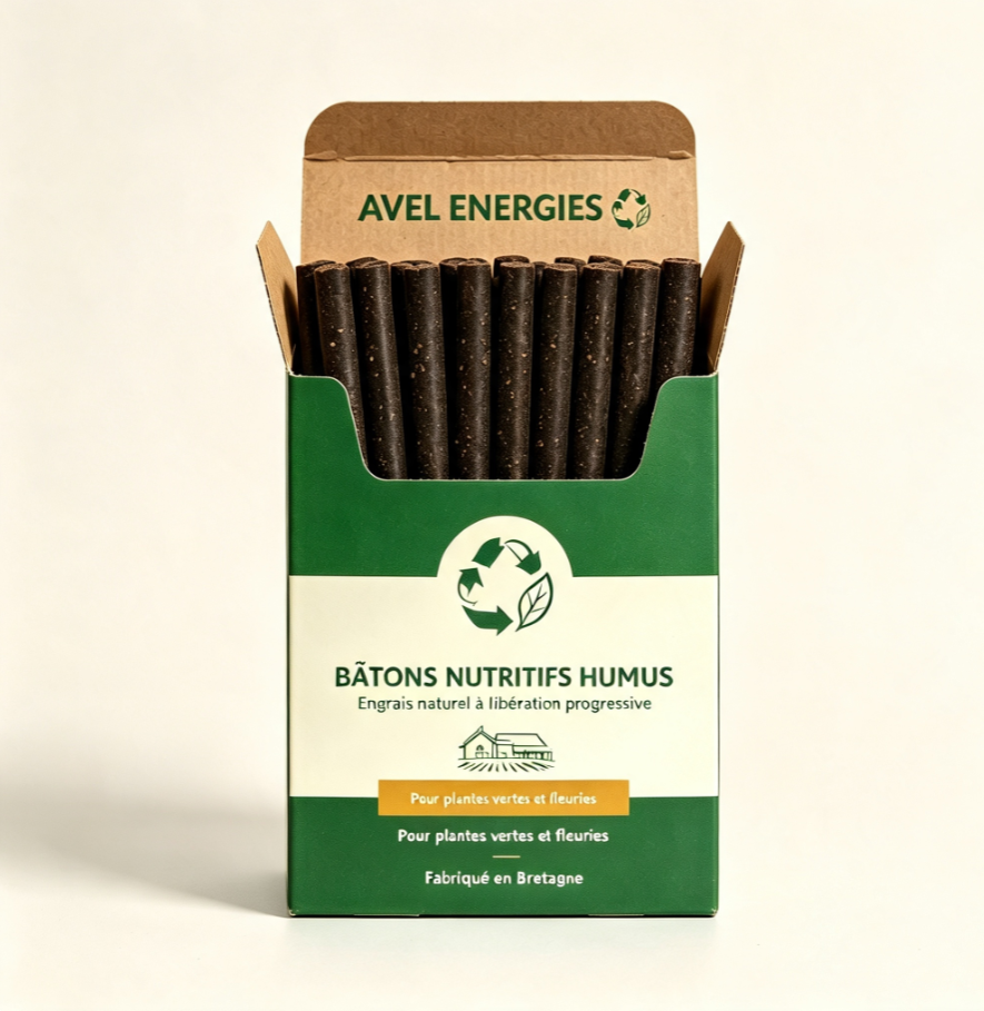 Bâtons d’Engrais Naturel au Digestat AVEL ENERGIES | Pour Plantes Vertes et Fleuries, Diffusion Lente 3 Mois