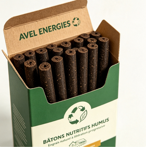 Bâtons d’Engrais Naturel au Digestat AVEL ENERGIES | Pour Plantes Vertes et Fleuries, Diffusion Lente 3 Mois