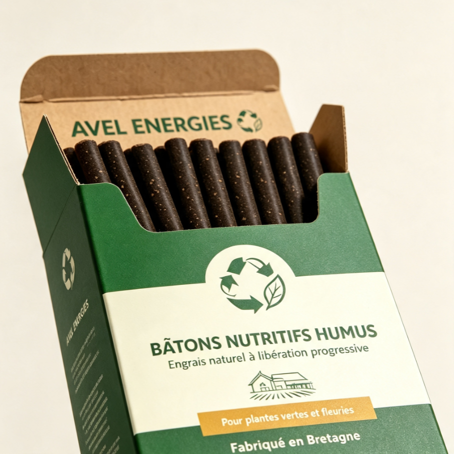 Bâtons d’Engrais Naturel au Digestat AVEL ENERGIES | Pour Plantes Vertes et Fleuries, Diffusion Lente 3 Mois