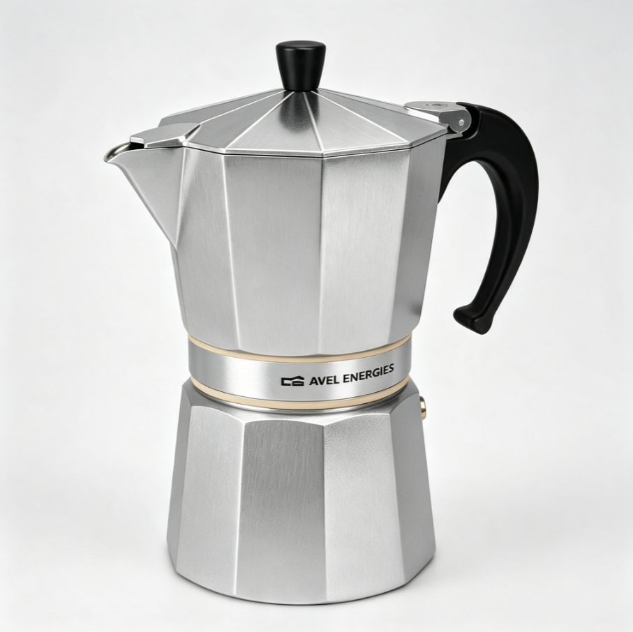 Cafetière Moka AVEL ENERGIES | Cafetière à Expresso pour Cuisinière, Extraction Traditionnelle