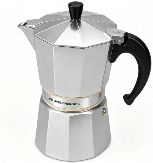 Cafetière Moka AVEL ENERGIES | Cafetière à Expresso pour Cuisinière, Extraction Traditionnelle