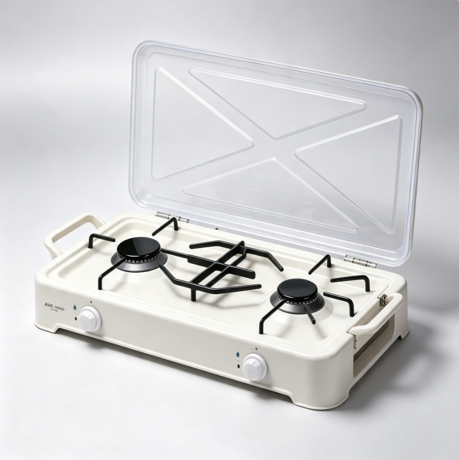 Plaque à Gaz Portable 2 Feux AVEL ENERGIES | Cuisinière gaz avec couvercle de protection, pour intérieur et extérieur