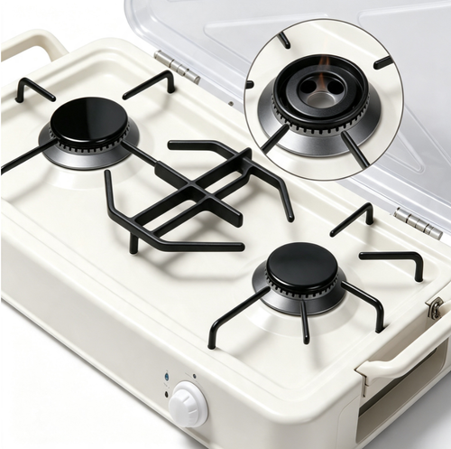 Plaque à Gaz Portable 2 Feux AVEL ENERGIES | Cuisinière gaz avec couvercle de protection, pour intérieur et extérieur