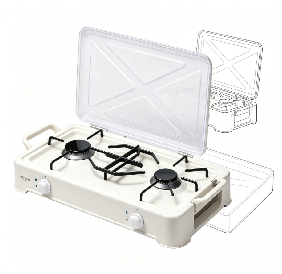 Plaque à Gaz Portable 2 Feux AVEL ENERGIES | Cuisinière gaz avec couvercle de protection, pour intérieur et extérieur